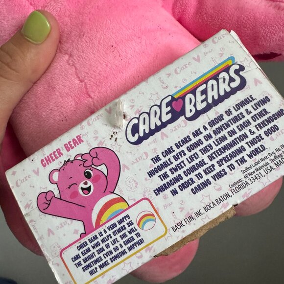 Care Bears Cheer Bear Plush Stuffed Animal Pink Rainbow Belly 2020 Basic Fun - Picture 5 of 6